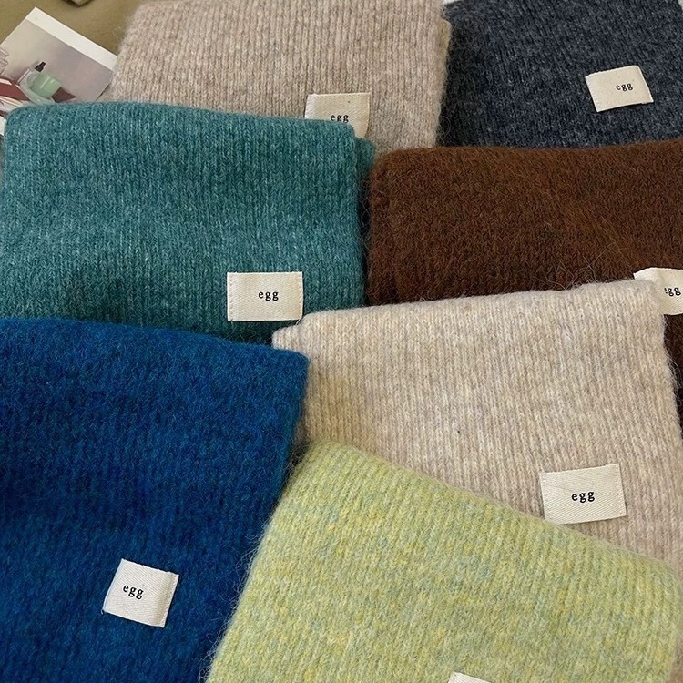 Sisaldab villa~ Uus pehme kleepuv muna ühevärviline i mitating kašmiir sall talvesoojuseks ja mitmekülgseks kudumiseks_voghion.com