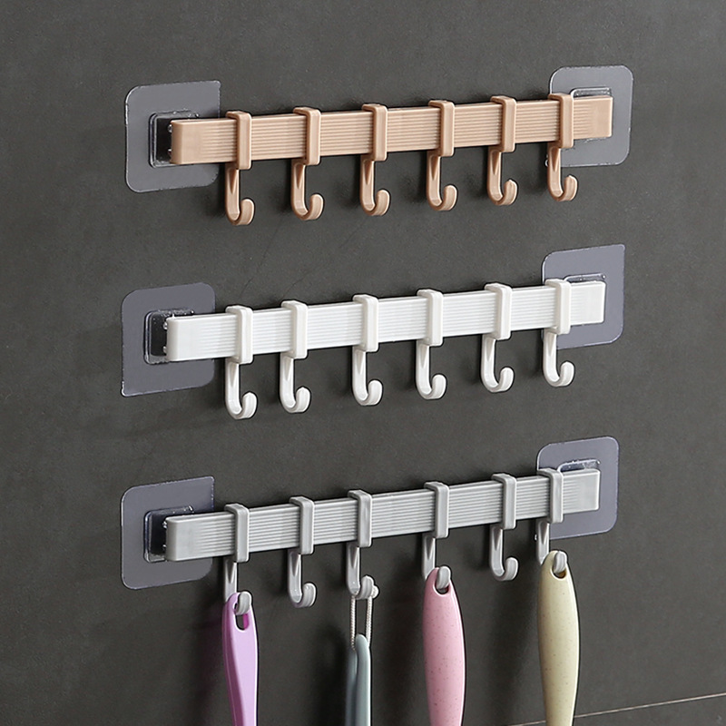 No-Drill Kitchen Hook Rack Hanging Rod Strong Adhesive Bathroom Wall Hook Towel Rack
