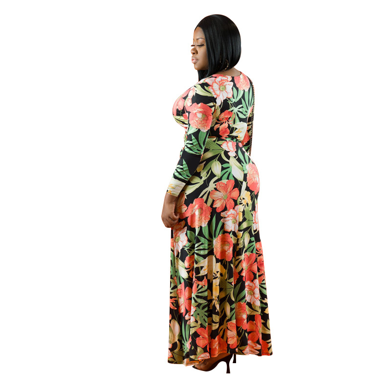 Sheath Dress Elegant V Neck Printing Nine Points Sleeve Flower Maxi Long Dress Daily Tea Party display picture 41