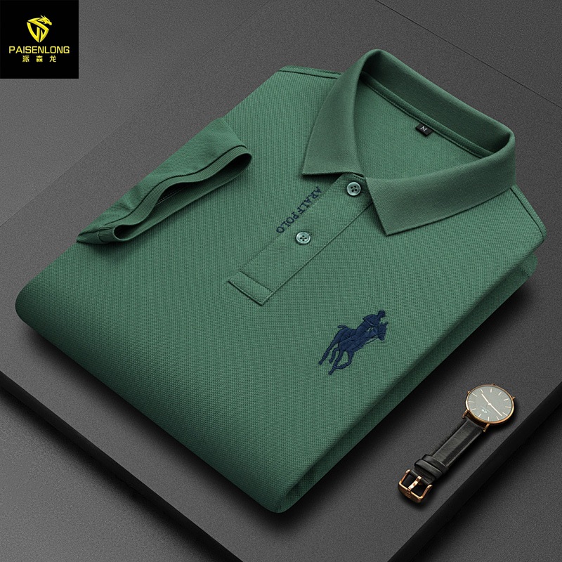 Camisa Polo Paishenlong 2025, Nueva, de Algodón Piqué Puro, Bordada, para Hombre, Cuello Camisero, Manga Corta, para Hombres de Mediana Edad