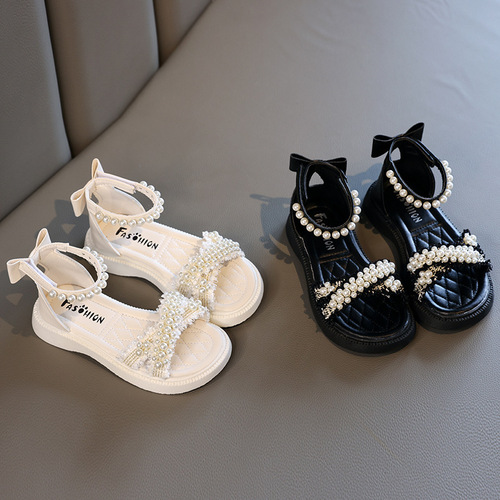Girls' shoes children's princess sandals 2024 summer new style baby middle-aged and little girls soft-soled casual rhinestone shoes