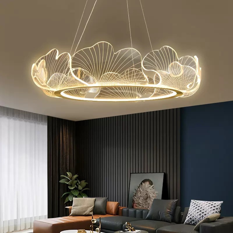 Lámparas de sala de estar nórdicas personales simples lámpara de restaurante de hojas de loto dormitorio principal creativo red de arte de sangarra lámpara LED