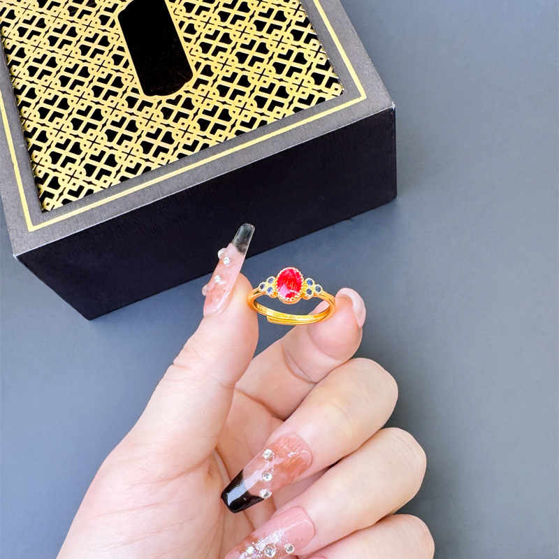 Anillo de palácio chino de estilo retrógrado de Vietnam Sha Jin, lujo ligero y alto grado de suministro de joyería.