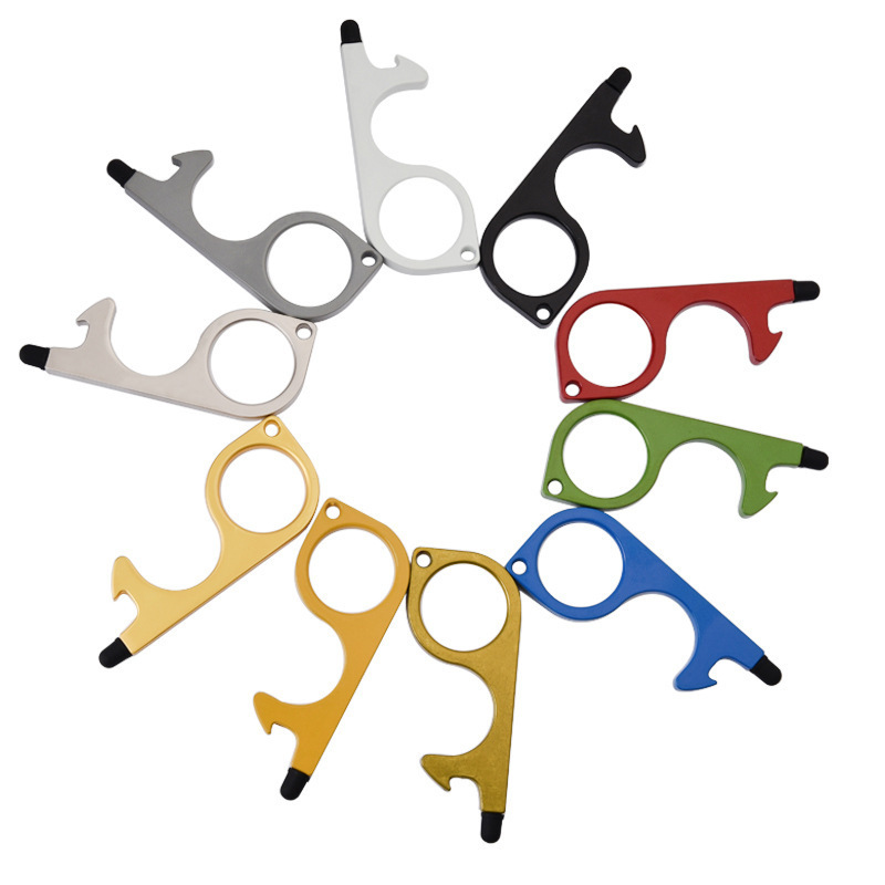Silicone touch-screen keychain bottle opener, EDC door opener, non-contact isolation metal pendant Silicone touch-screen keychain bottle opener, EDC door opener, non-contact isolation metal pendant