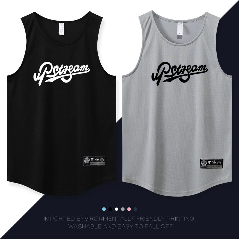 Men's American Sports Vest Narrow Shoulder Training T-shirt Sweat Absorption Sleeveless Curved Hem Jersey Shooting Team Uniform