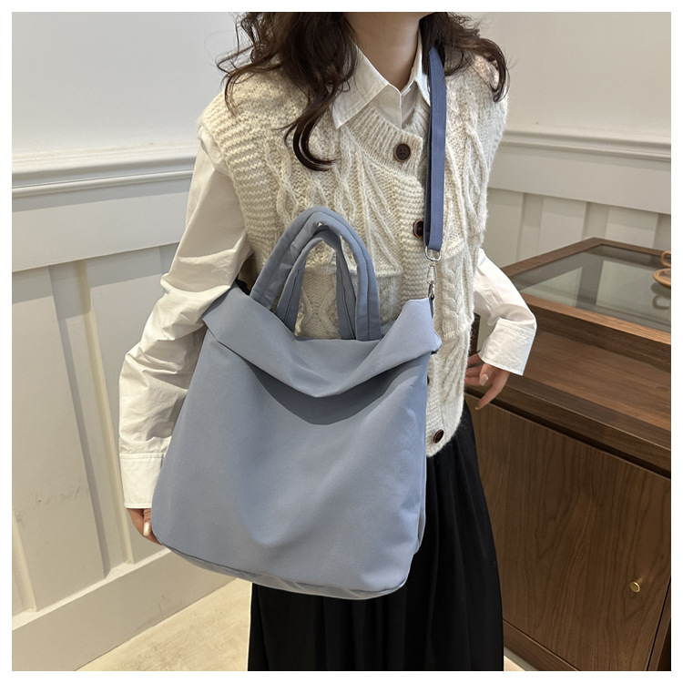 New casual nylon fashion solid color 2024 large-capacity solid color tote canvas crossbody single-shoulder hand-held Tote bag undefined