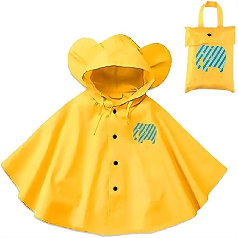 Children's Raincoat Cute Big Ears Hooded Poncho Export E-Commerce Cartoon Stereo Kindergarten Baby Cloak Poncho