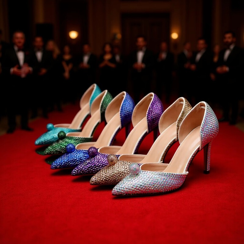 Cross-Border Independent Platform Ins Fashion Runway Style Thin High Heels Colorful Rhinestone Gradient Women's Single Shoes Sandals Blingbling Cross-Border Independent Platform Ins Fashion Runway Style Thin High Heels Colorful Rhinestone Gradient Women's Single Shoes Sandals Blingbling