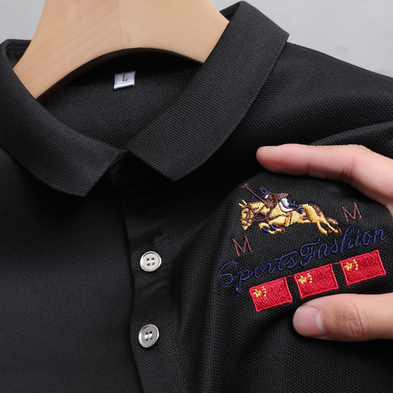 (Soporte de entrega de una pieza) Camiseta de manga corta para hombre de verano solapa más tamaño Polo camisa joven y de mediana edad al por mayor ropa de hombre