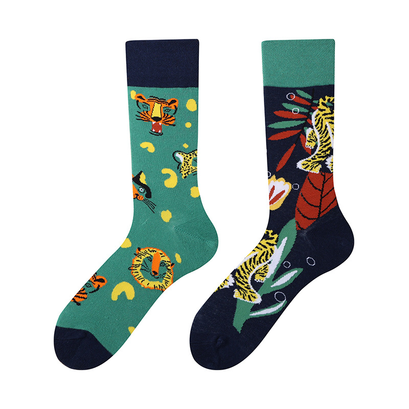 Hombres y mujeres AB diseño original asimétrico calcetines estilo callejero personalidad dibujos animados ab medias creativas calcetines de algodón