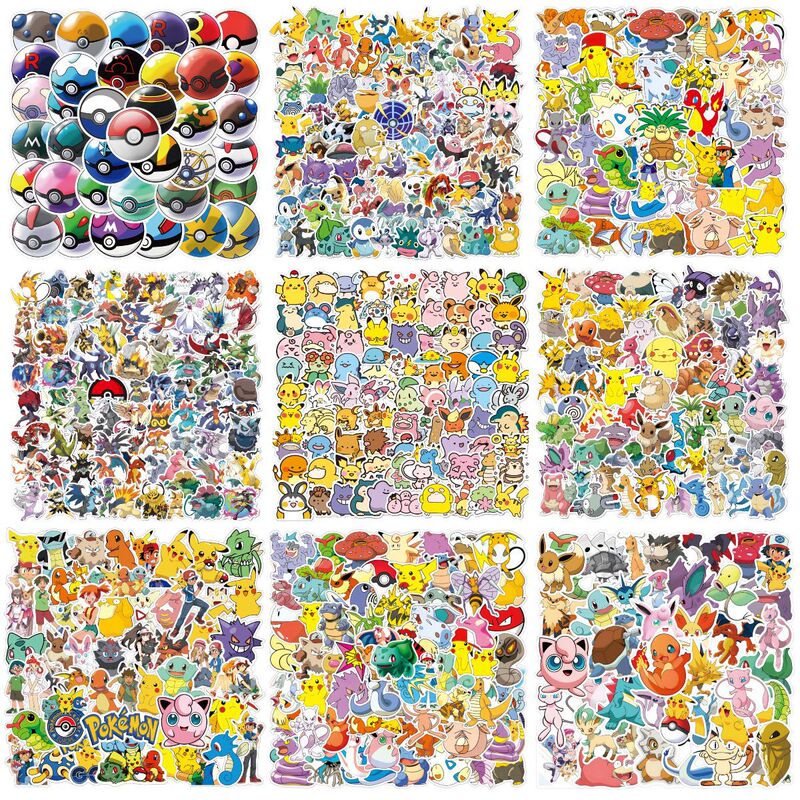 100 Sheets/50 Sheets of Pokemon Stickers, Cartoon Stickers, Luggage Stationery Stickers, 20 Styles in Stock, Clearance