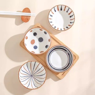 Japanese Style Ceramic 3.8 Inch Seasoning Dish Dim Sum Snack Dish Retro Style Creative Small Dish Tableware Round Soy Sauce Dish