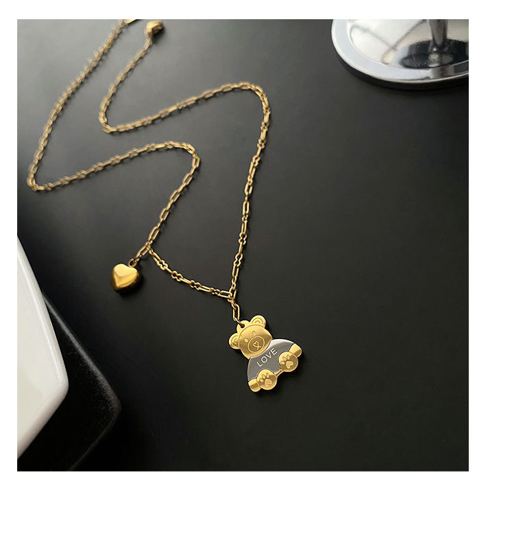 Cute Bear Titanium Steel Plating Necklace