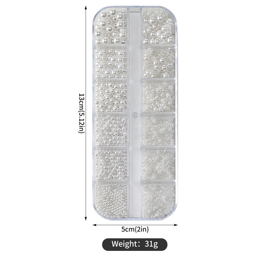 12-Count Pearl Nail Art Stylers Flat Half-Circle 1.5-5mm Mixed Set Japanese Nail Art 3D Nail Drills