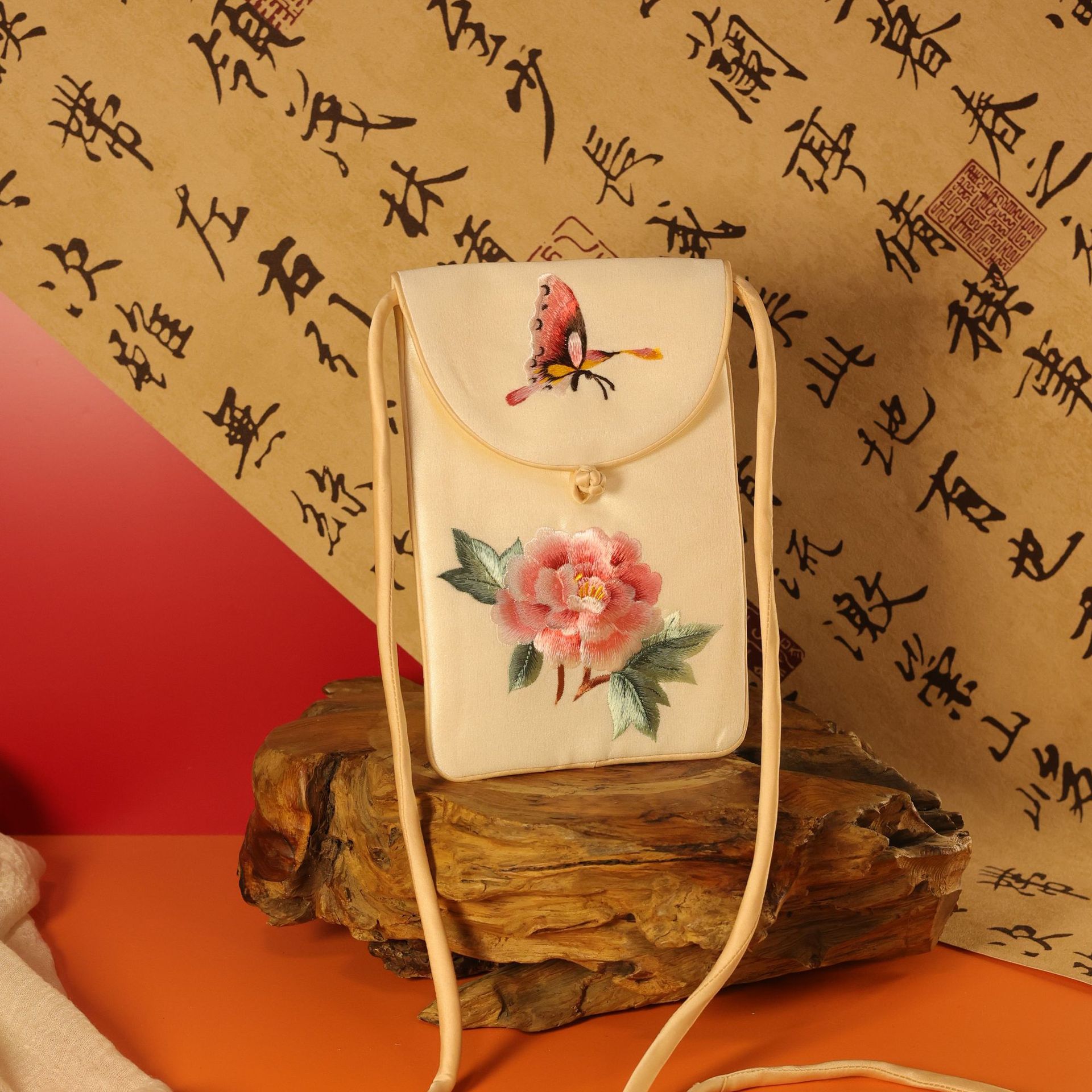 [Pedido al por mayor] Bolso de teléfono móvil bordado de estilo chino Nuevo bolso de teléfono móvil bordado Su de estilo chino Bolso de lona bordado Bolso diagonal