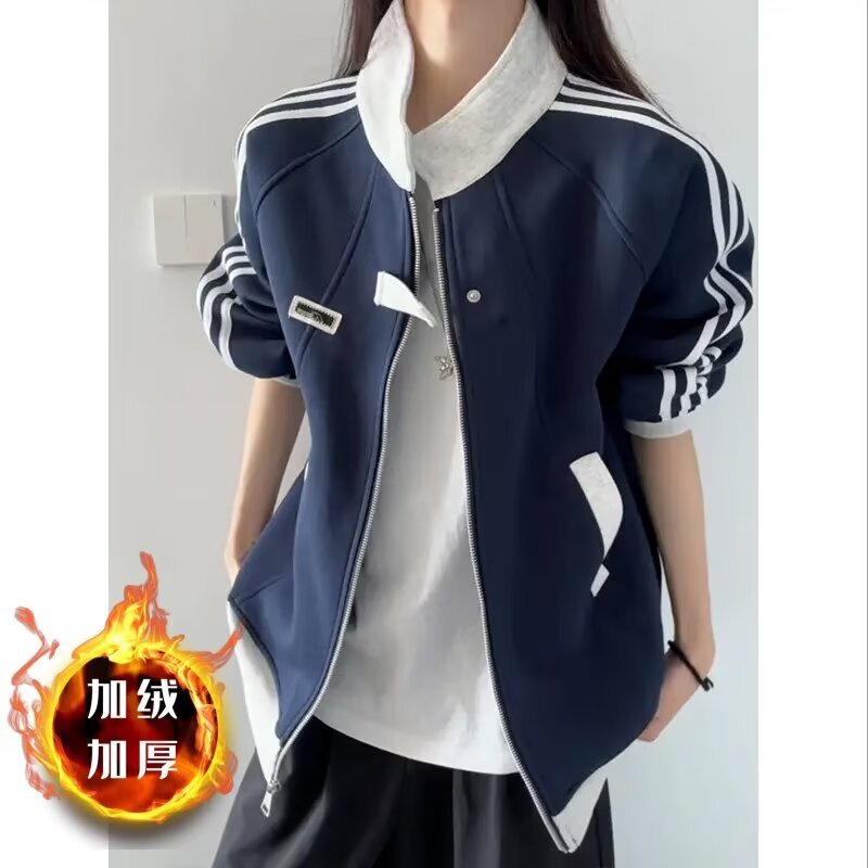 American High Street Striped Sweatshirt Jacket for Men, Spring and Autumn New Trendy Brand Casual Loose Versatile Sports Baseball Jacket American High Street Striped Sweatshirt Jacket for Men, Spring and Autumn New Trendy Brand Casual Loose Versatile Sports Baseball Jacket