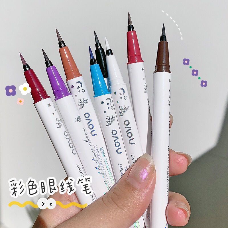 Makeup Novo Colorful Eyeliner Pen for Female Beginners, Ultra-Fine Soft Bristles, Waterproof, Sweat-Proof, Long-Lasting, Non-Smudge Liquid Eyeliner Pen