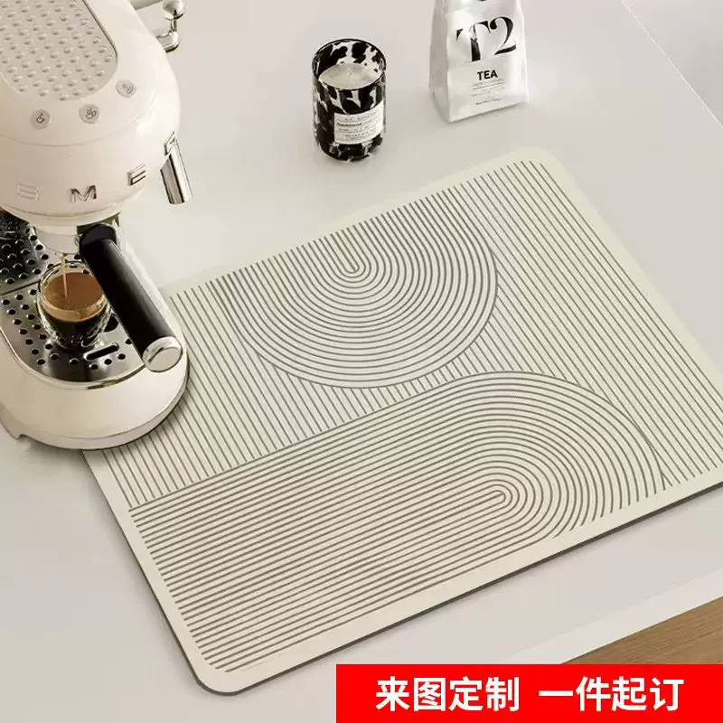跨境厨房硅藻泥沥水垫简约 侘寂风台面餐具隔热垫 吧台吸水防滑垫