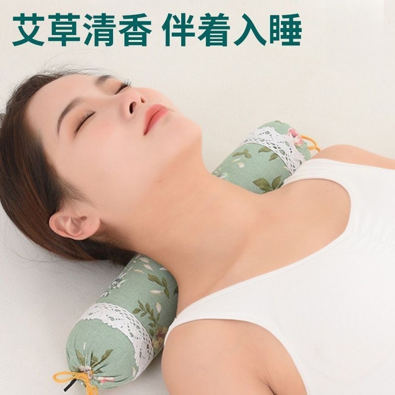 よもぎ頸椎枕、粗布よもぎ枕、キャンディ枕、円筒形枕、よもぎ枕、純粋よもぎ頸椎枕、安眠と健康管理に|undefined