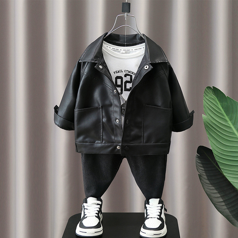 6217 chaqueta de cuero para niños primavera y otoño 2025 nuevo chaqueta de cuero para niños cool y guapo chaqueta de cuero para bebés de otoño