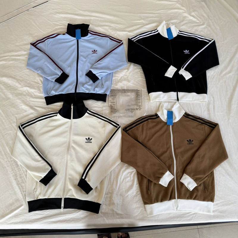 【Most Popular Version 0109】Clover Waffle Stand Collar Jacket Retro Striped Casual Embroidered Unisex Coat