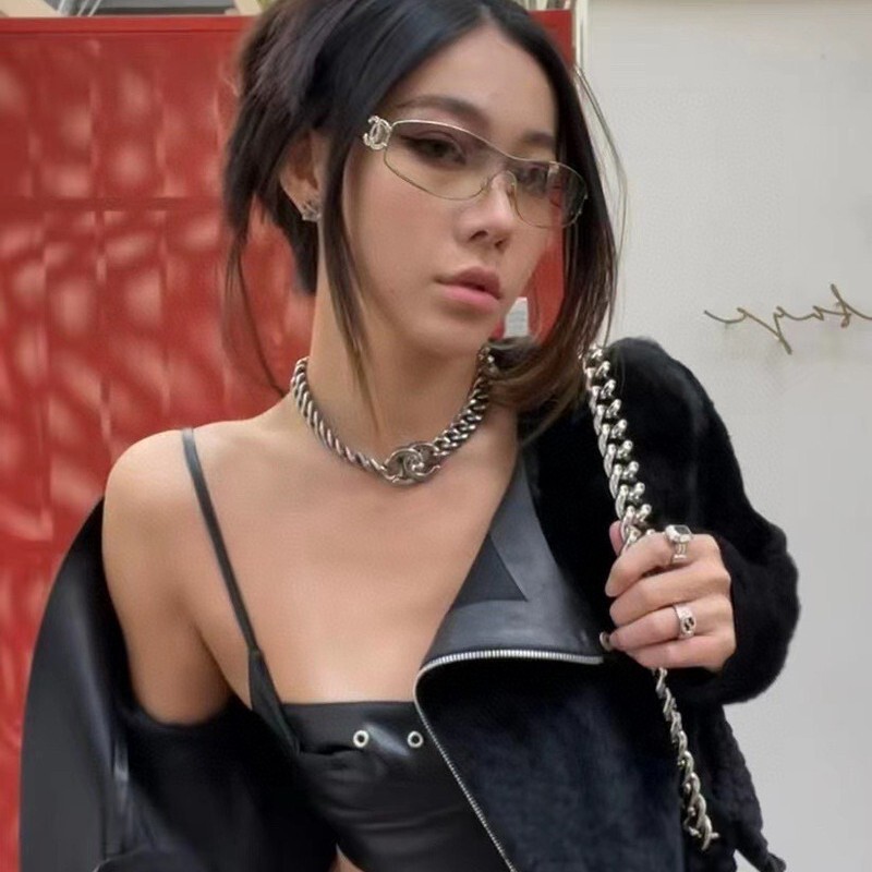 新款2025墨镜小红书同款女时尚防紫外线小香超轻金属太阳眼镜4073|undefined