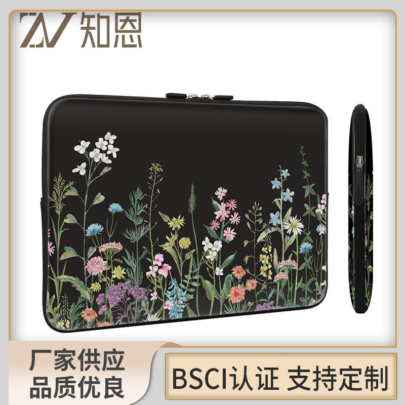 Custom Printed 13.3inch Notebook Laptop Neoprene Computer Bag with Diving Material Inner Lining Tablet Bag