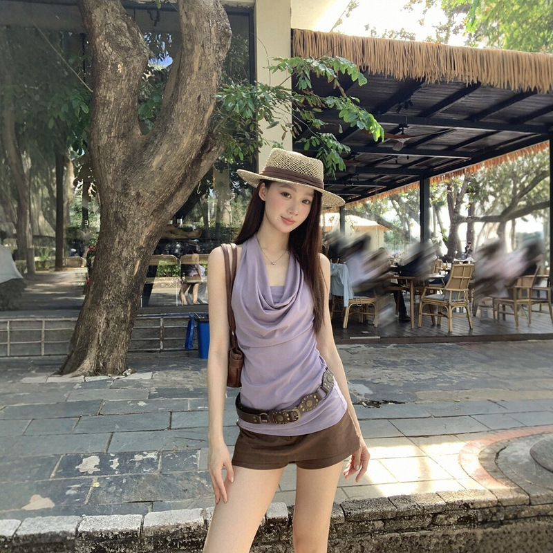 【260G Rayon Modal】Women's Summer Slim-Fit Sleeveless Halter Top Trendy Tank Top