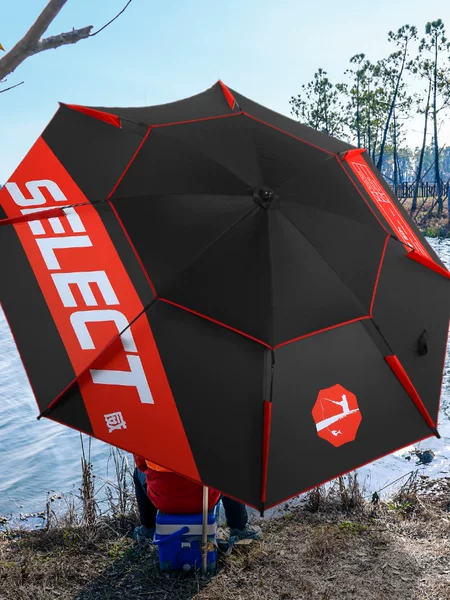 Dai Weiying Universal 2.4m Double Layer Black Glue Stainless Steel Fishing Umbrella Rainproof Sun Fishing Umbrella Outdoor Sunshade Thickened Umbrella
