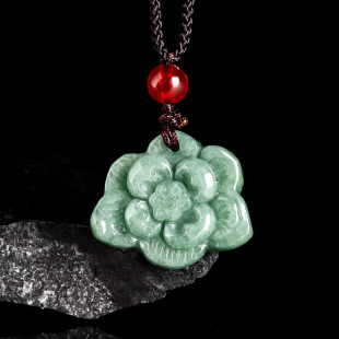 Natural a goods jade bean green lotus lotus pendant bean jade pendant flower piece men's and women's jade pendant jade wholesale