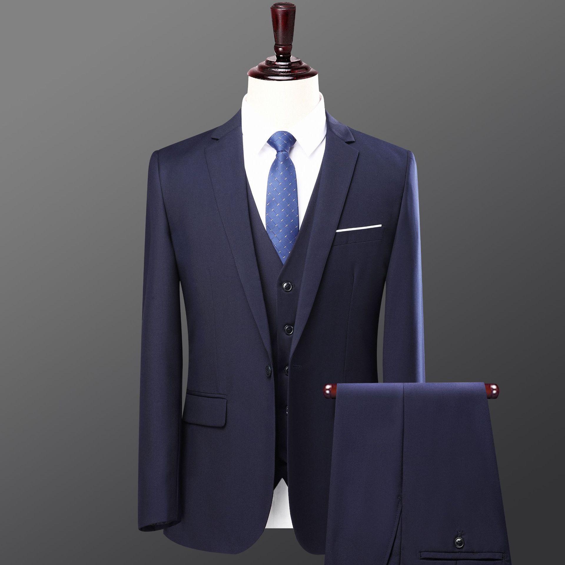 1 abito da uomo nero da lavoro, abbigliamento formale professionale di alta qualità, giacca da lavoro blu navy_voghion.com