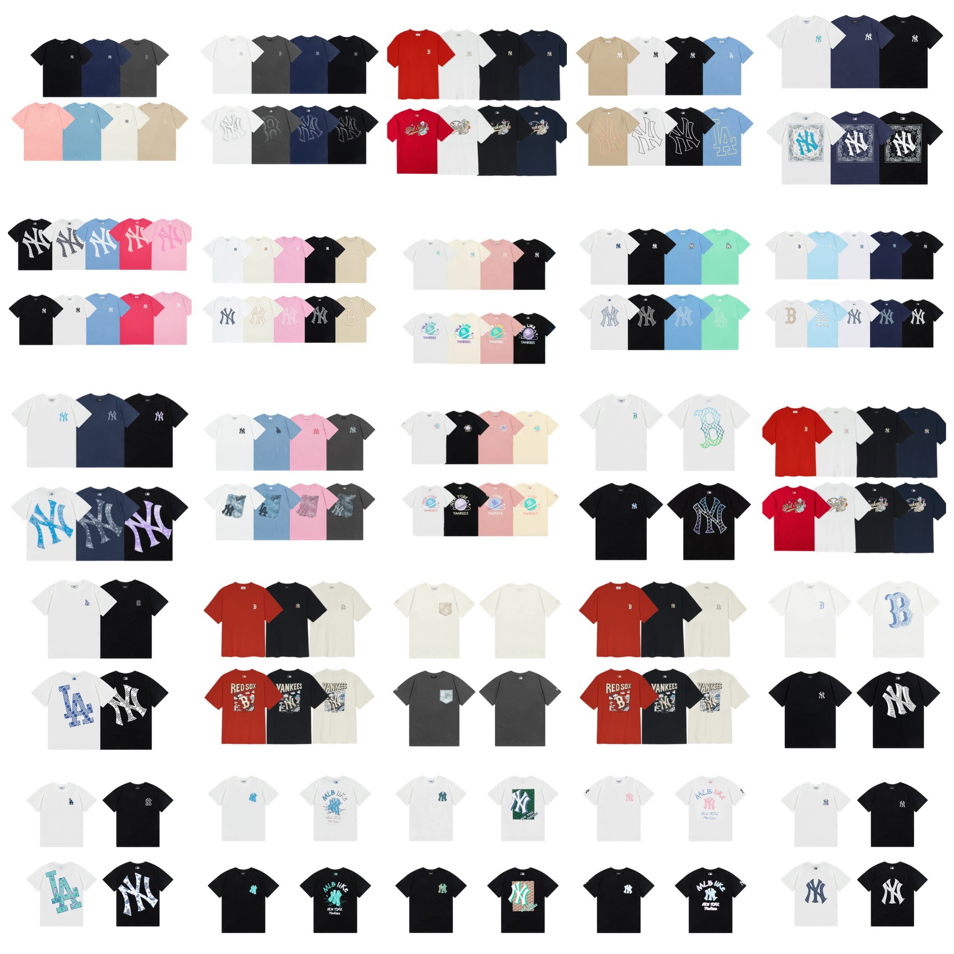 Cross-border MLB&NY basic printing high-quality women's T men's…