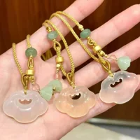 Новый китайский белый агат Xiangyun Ruiyi замок ожерелье женский высокий лед халцедон безопасности замок кулон древний стиль можно регулировать для мужчин и женщин