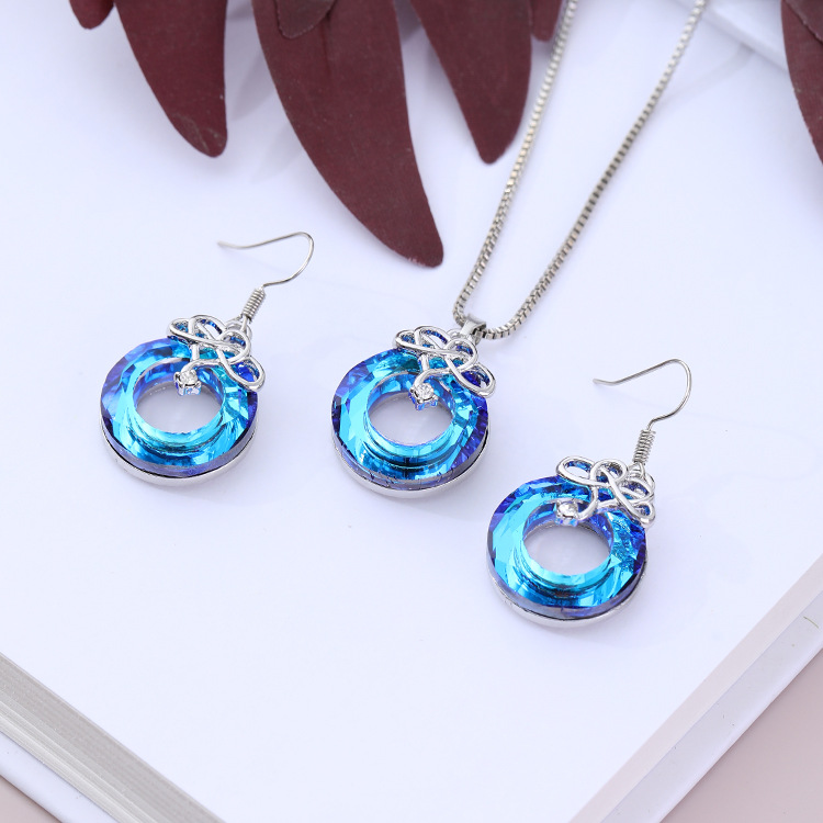 Elegant Geometric Alloy Plating Artificial Crystal Womenu0027S Earrings Necklace