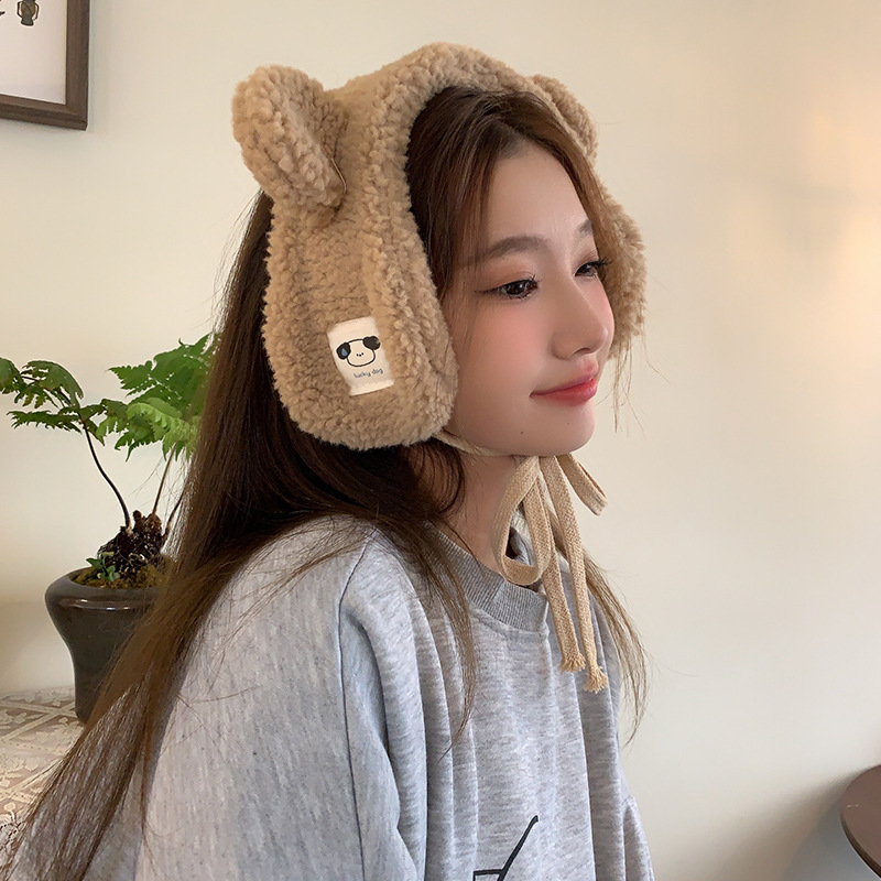 INS nuevo a prueba de frío oso orejeras invierno felpa oreja de dibujos animados cubierta caliente chica suave chica orejas calientes hembra