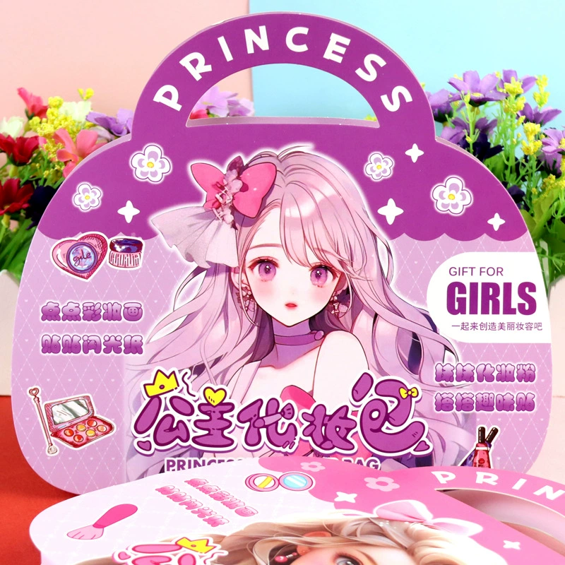 Дети ручной работы DIY одеваются наклейки для маленьких девочек подарок на день рождения игрушка макияж пакет материалов для принцессы портативная косметическая сумка
