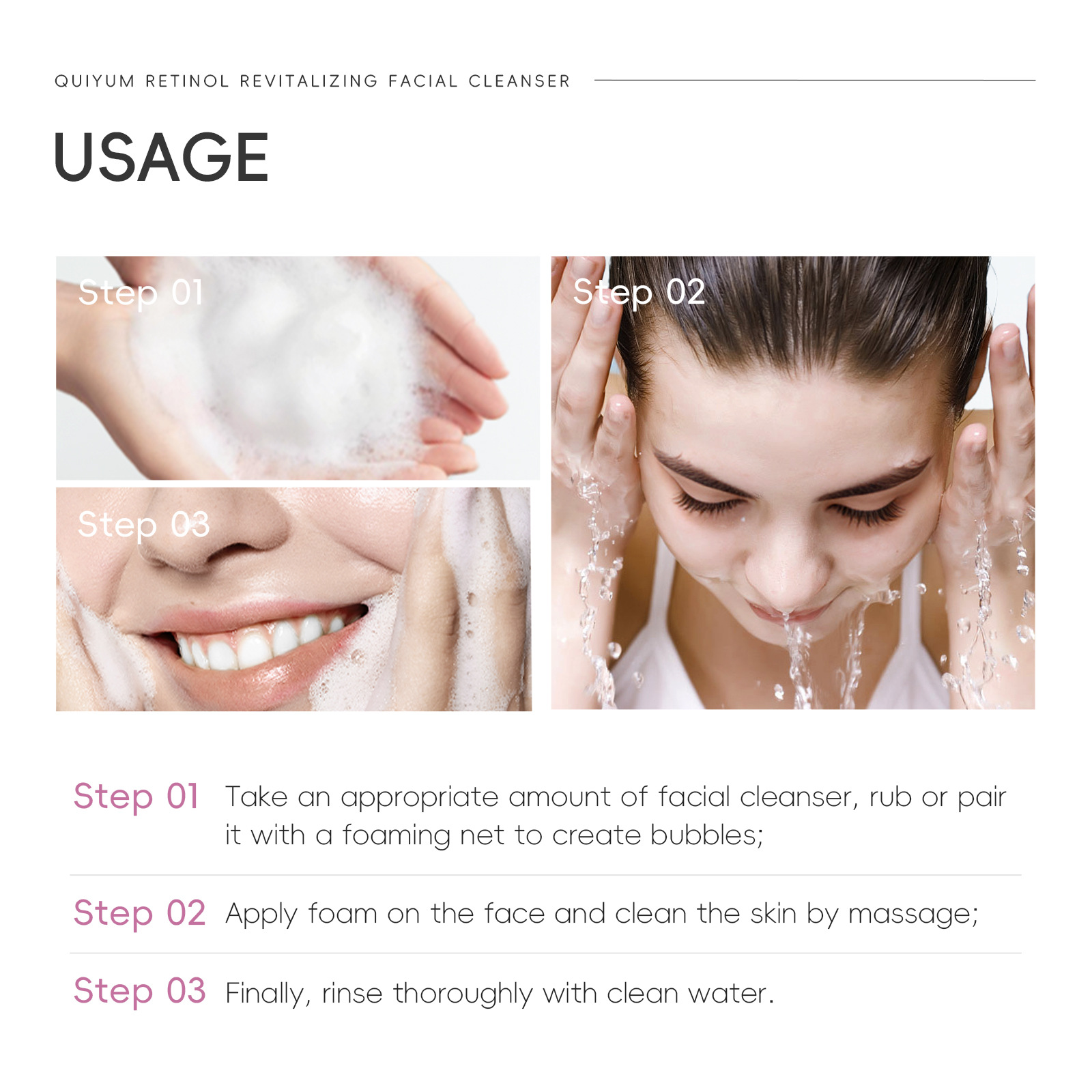QUIYUM Retinol Facial Cleanser 50g, a cross-border skincare manufacturer, is a pore-cleansing, hydrating and moisturizing facial cleanser undefined