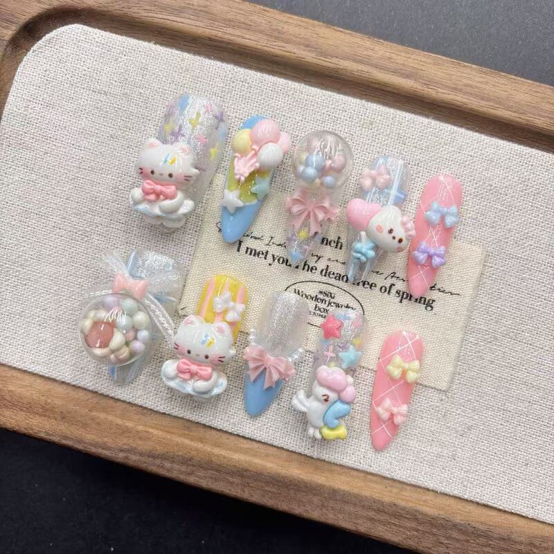 Cute Cartoon Internet Celebrity Genuine 3D Long Handmade Premium Wholesale Pure Handmade Wearable Nail Art
