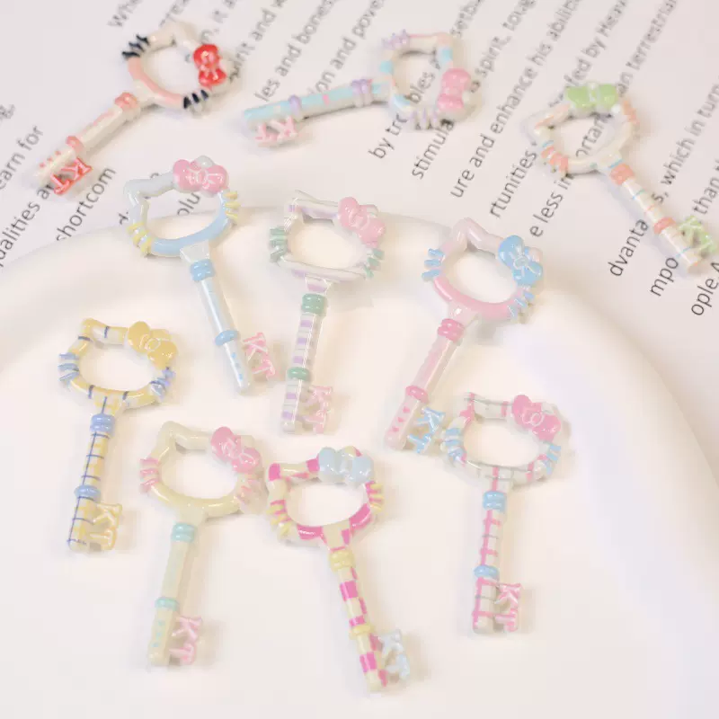 热卖马卡龙色系钥匙配件小猫DIY耳环手机链项链吊坠猫咪配饰材料