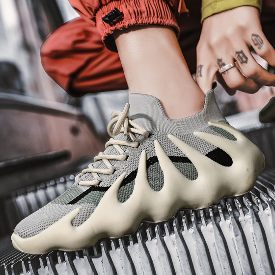 Putian flying woven coconut shoes men's 2023 Summer and autumn daddy shoes socks boots octopus volcano elastic socks shoes sneaker