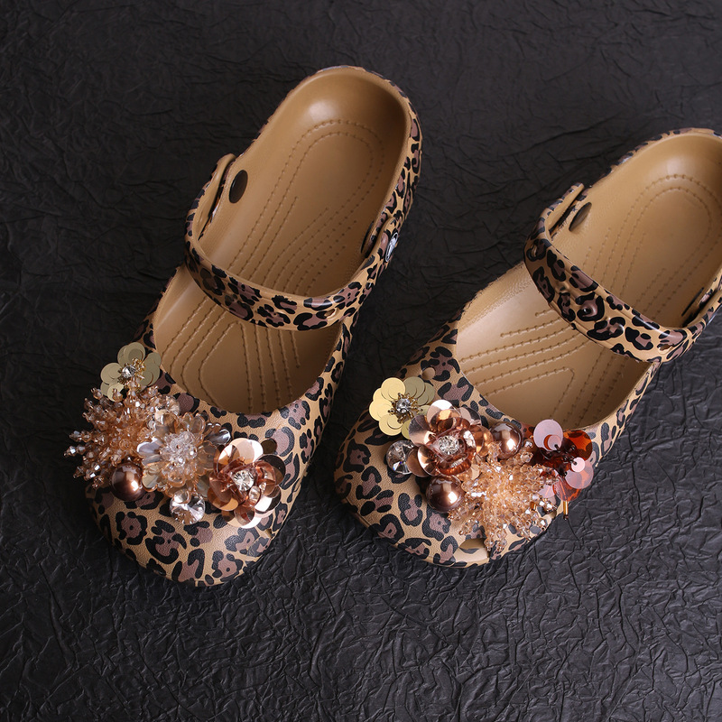 Shoe Charms for Clogs in Melard Color Scheme, Compatible with Leopard Print Ballet Clogs, DIY Detachable Shoe Clips