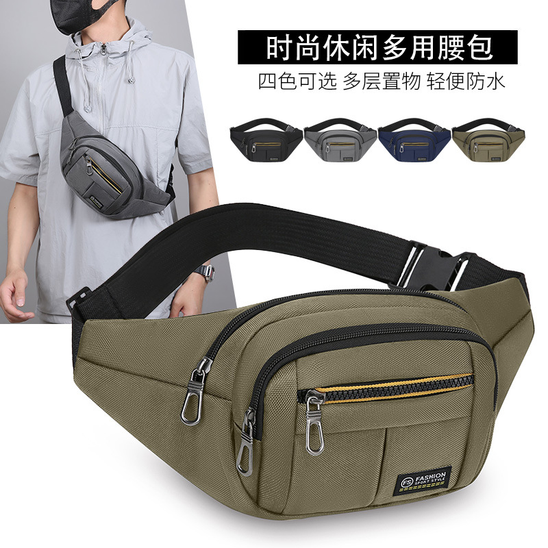 Riñonera deportiva ligera multifuncional, ocio al aire libre, bolso de mensajero de un solo hombro simple, bolso de pecho de moda portátil de gran capacidad para hombres