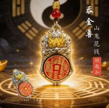 臻品手作.吞金兽山槐花转转黄財神八宝罗盘汽车挂件