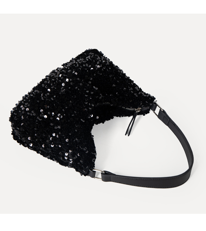 Women's Medium Polyester Solid Color Streetwear Sequins Zipper Underarm Bag display picture 4