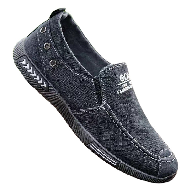 Old Beijing Cloth Shoes Men's Spring New Casual Canvas Shoes Low-top Breathable Slip-on Lazy Shoes Soft-soled Work Shoes