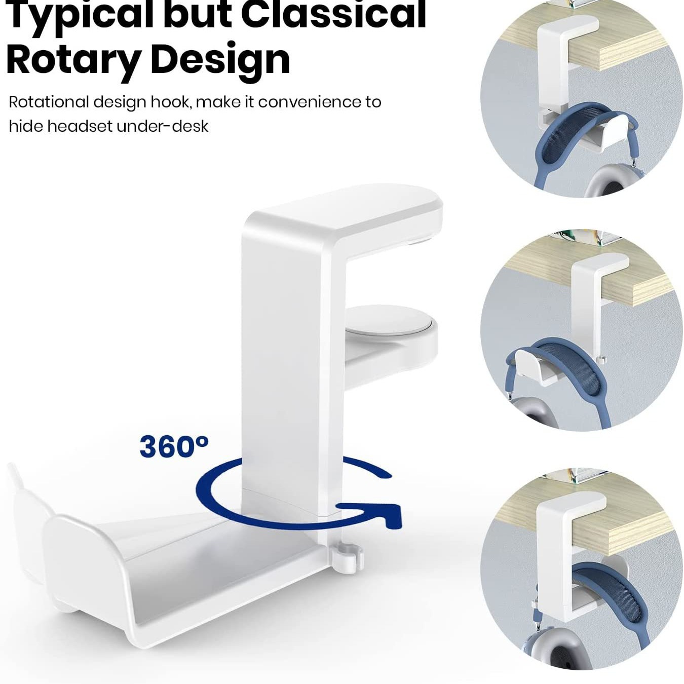 Punch-libre bajo el diseño de escritorio auriculares para juegos de auriculares soporte de gancho soporte para auriculares con clip de brazo giratorio ajustable