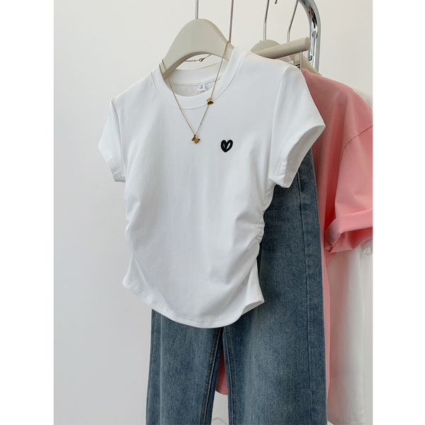 Red short summer design fitted short sleeve T-shirt