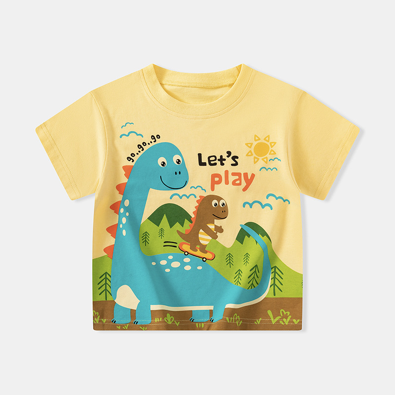 Betop comercio exterior ropa para niños dibujos animados para niños dinosaurio verano nuevo chico bebé camiseta de manga corta ropa Douyin al por mayor