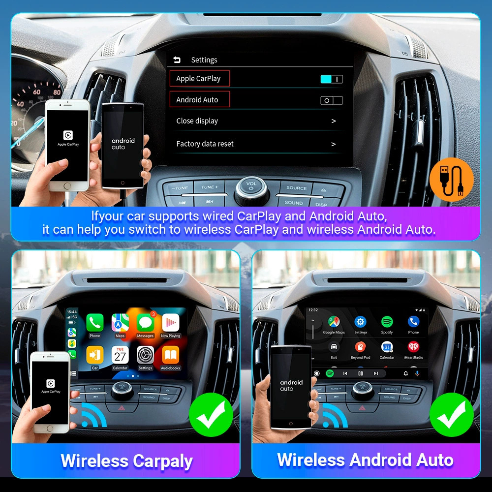 Cross-Border Original Car Wired-To-Wireless Carplay Smart Connectivity Car Box for Android and Apple Devices
