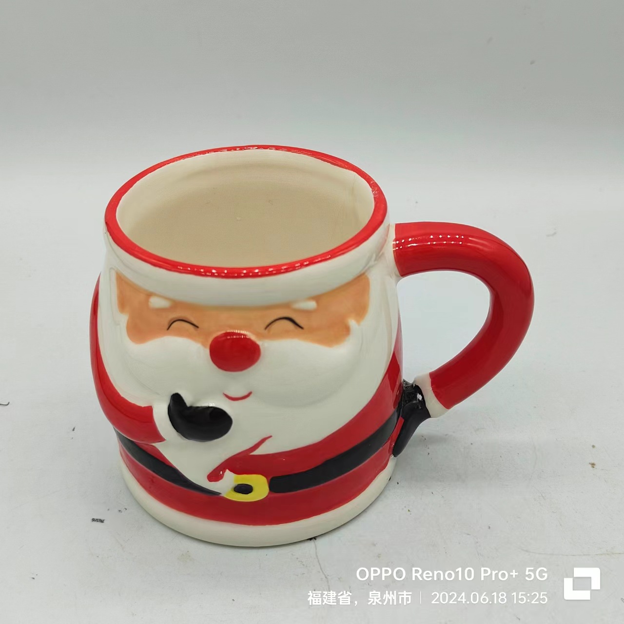 Venta directa de fábrica Santa Claus taza de cerámica taza de Navidad pintada a mano mini